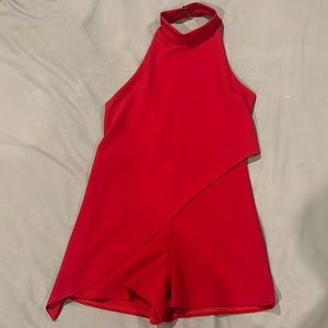 Pretty Little Things - red crepe drape playsuit - size 6